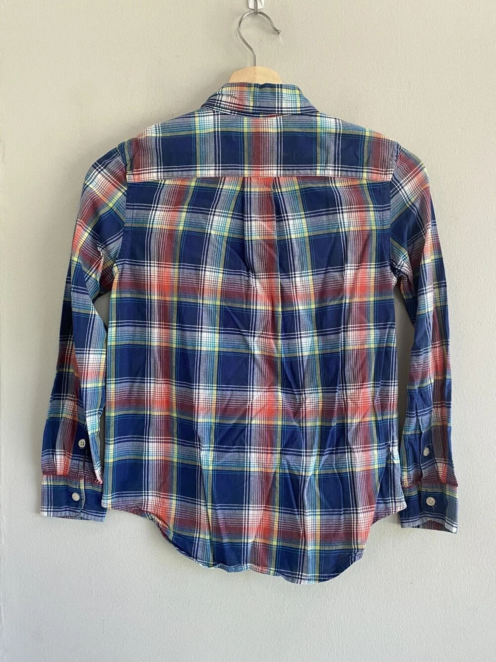 Ralph Lauren Boys Blue Multicolor Plaid Button Down Shirt 8